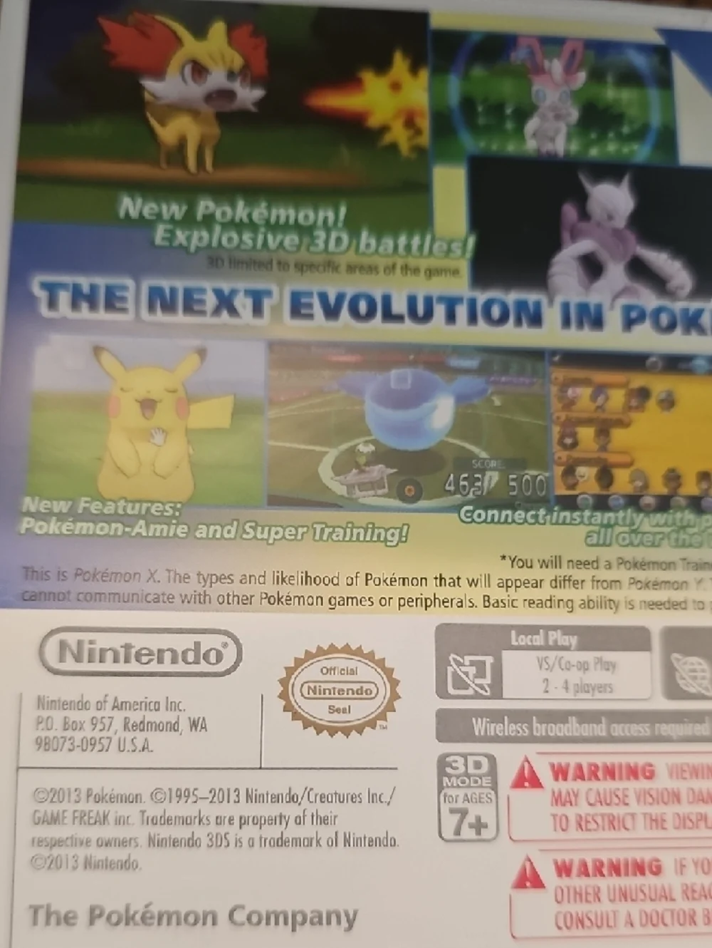 Nintendo Pokémon X - White Edition for Nintendo 3DS- Case/Game/Booklet Like NEW